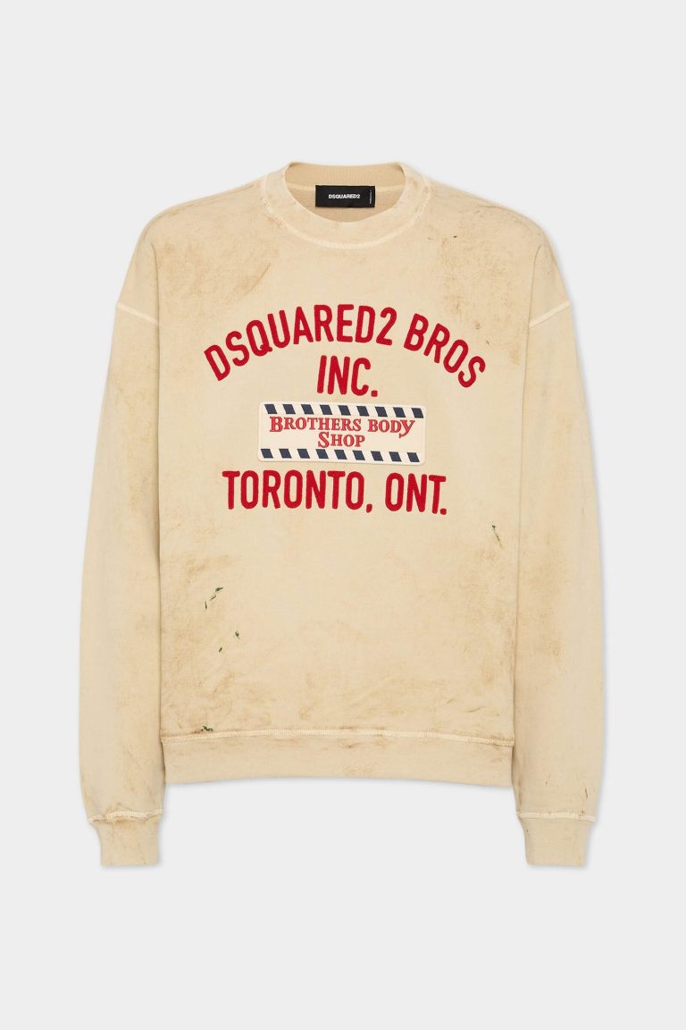 Dsquared2 Felpa girocollo beige con logo frontale DQ3189-D0AG9-DQ730